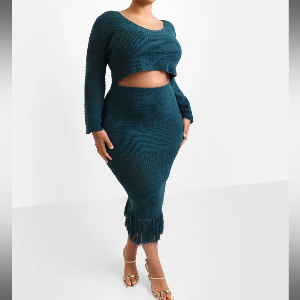 NWT REBDOLLS Jina crochet matching set sweater & skirt size medium